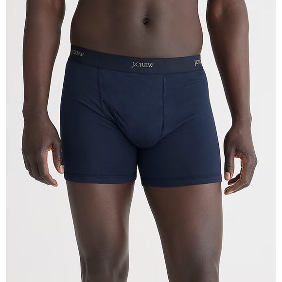 J.Crew Knit Boxer Briefs Mens M Dark Navy Pull-On Stretch Elastic Waistband Logo - Picture 1 of 7